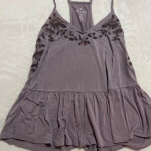 American Eagle Outfitters Gray Pink Asymmetrical Ruffled Camisole